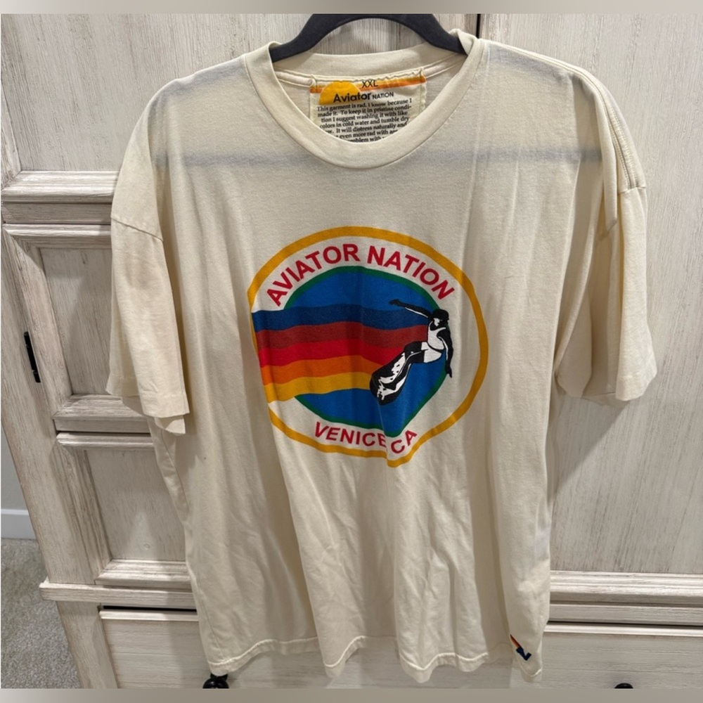 Avia Cream Short-Sleeve Tee with Multicolor Retro Logo